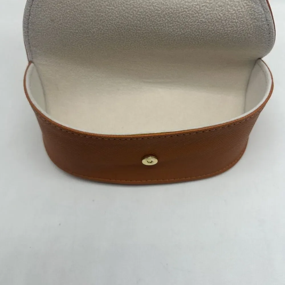 TORY BURCH Case Sunglasses Eyeglasses Saffiano Leather Orange Snap‎ Closure Logo